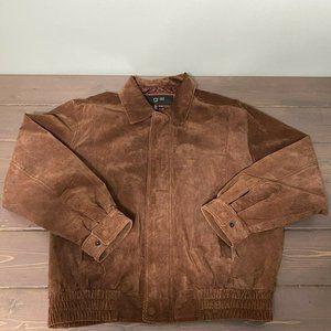 G-III Brown Leather Jacket Bomber Flight Pilot Mens XL Softshell Suede -Used